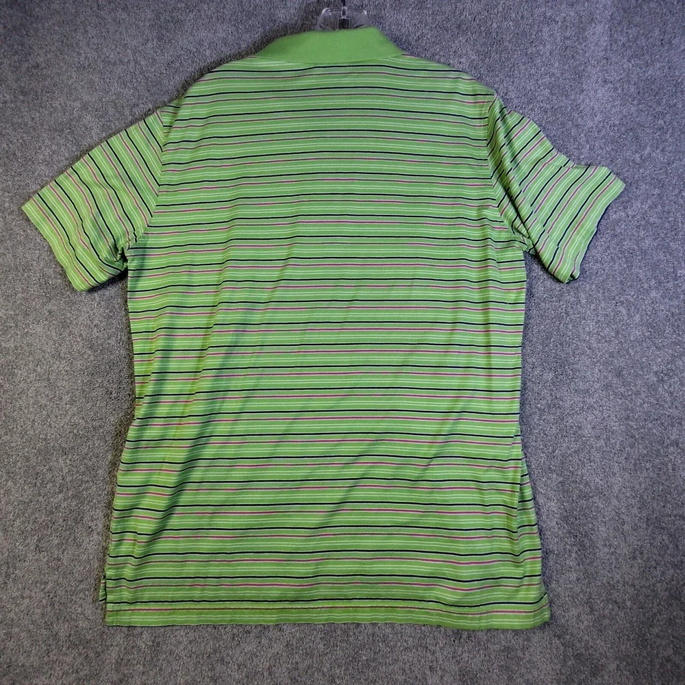 Carnoustie Performance Golf Polo Mens Medium Striped Green Short Sleeve Shirt